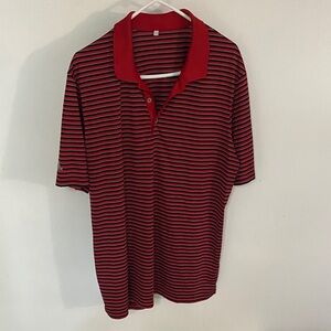adidas Red and Black Striped Polo Shirt